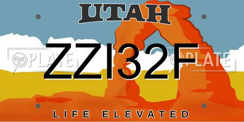 ZZI32F Utah License Plate