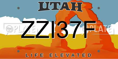 ZZI37F Utah License Plate