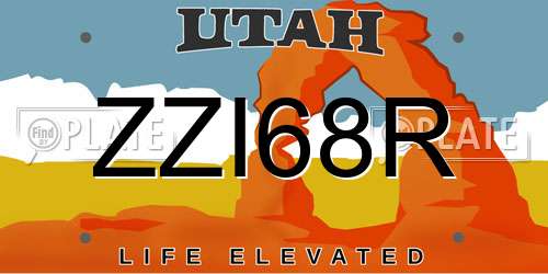 ZZI68R Utah License Plate