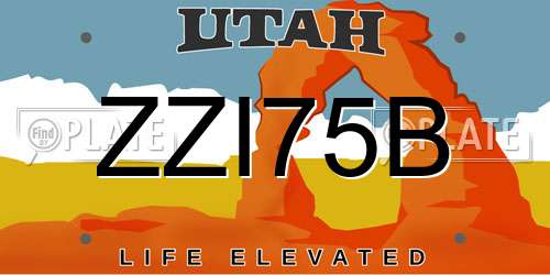 ZZI75B Utah License Plate