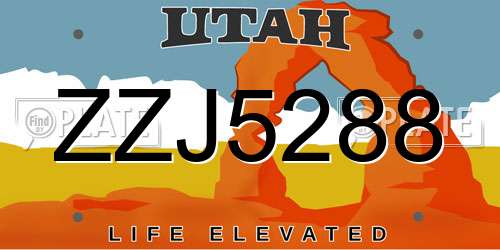 ZZJ5288 Utah License Plate