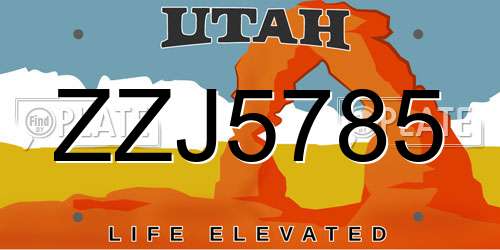 ZZJ5785 Utah License Plate