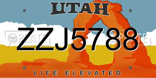 ZZJ5788 Utah License Plate