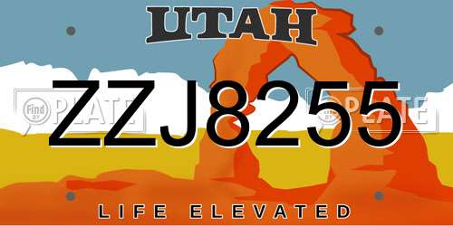 ZZJ8255 Utah License Plate