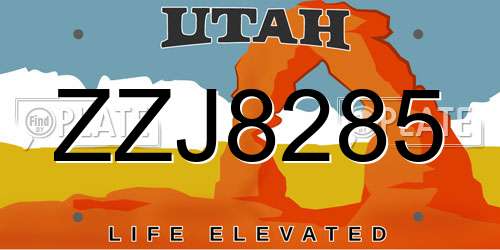 ZZJ8285 Utah License Plate