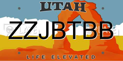 ZZJBTBB Utah License Plate