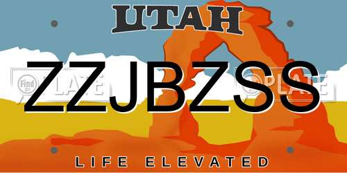 ZZJBZSS Utah License Plate
