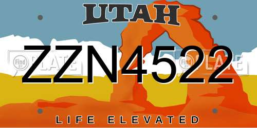 ZZN4522 Utah License Plate