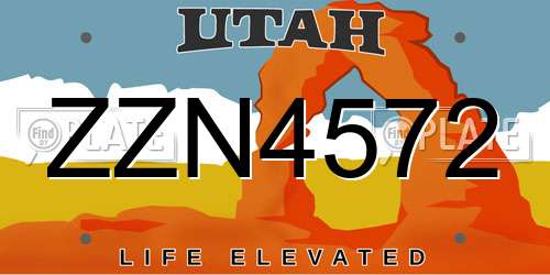 ZZN4572 Utah License Plate