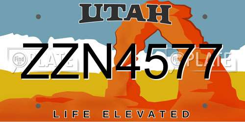 ZZN4577 Utah License Plate