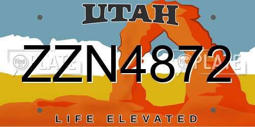 ZZN4872 Utah License Plate