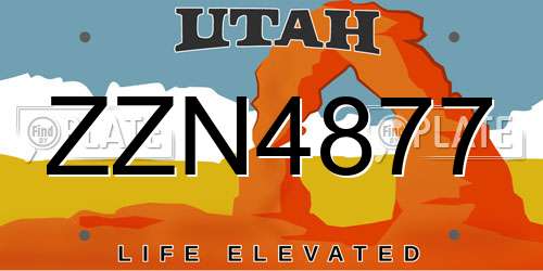 ZZN4877 Utah License Plate