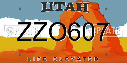 ZZO607 Utah License Plate