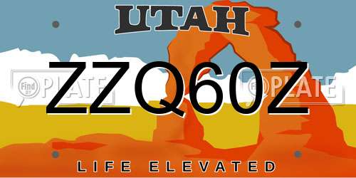 ZZQ60Z Utah License Plate
