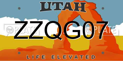 ZZQG07 Utah License Plate