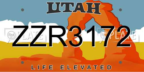 ZZR3172 Utah License Plate