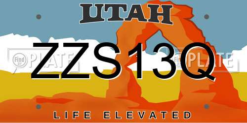 ZZS13Q Utah License Plate