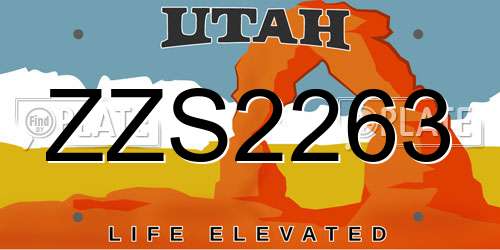 ZZS2263 Utah License Plate