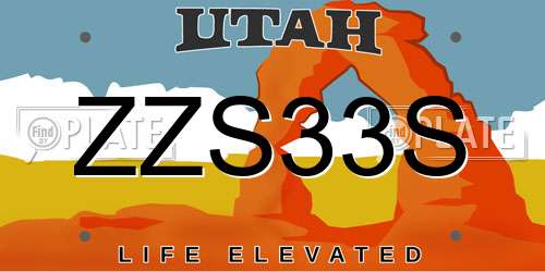ZZS33S Utah License Plate