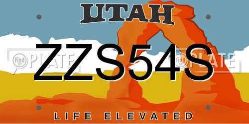 ZZS54S Utah License Plate