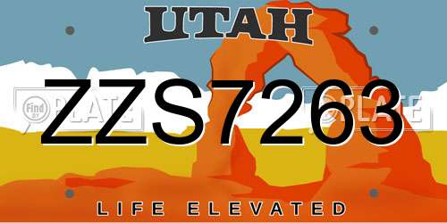 ZZS7263 Utah License Plate