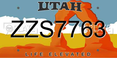 ZZS7763 Utah License Plate