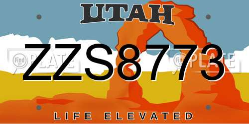 ZZS8773 Utah License Plate