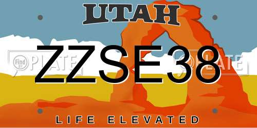 ZZSE38 Utah License Plate