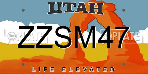 ZZSM47 Utah License Plate