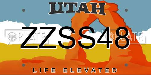 ZZSS48 Utah License Plate