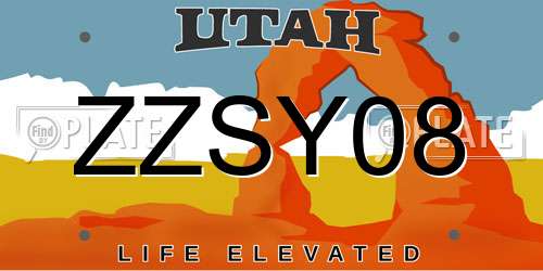 ZZSY08 Utah License Plate