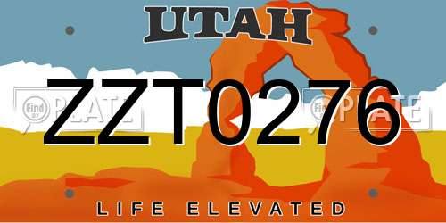 ZZT0276 Utah License Plate