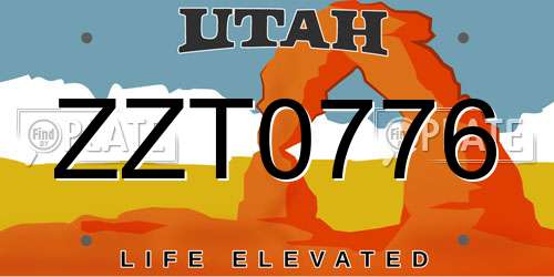 ZZT0776 Utah License Plate