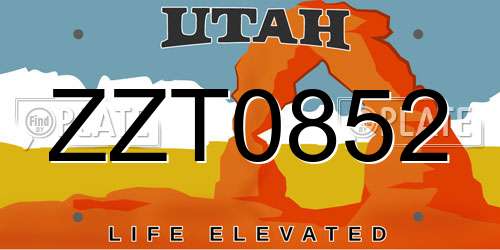 ZZT0852 Utah License Plate