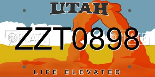 ZZT0898 Utah License Plate