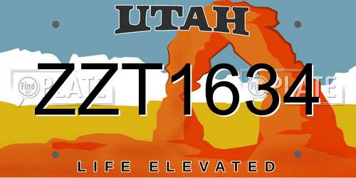 ZZT1634 Utah License Plate