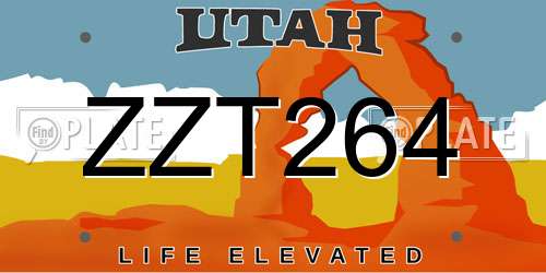 ZZT264 Utah License Plate