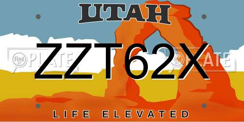 ZZT62X Utah License Plate