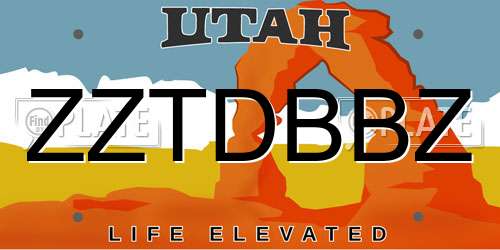 ZZTDBBZ Utah License Plate