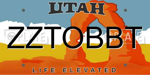 ZZTOBBT Utah License Plate