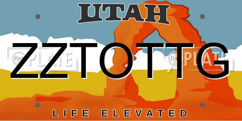 ZZTOTTG Utah License Plate
