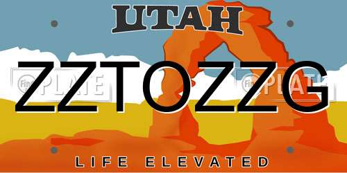 ZZTOZZG Utah License Plate