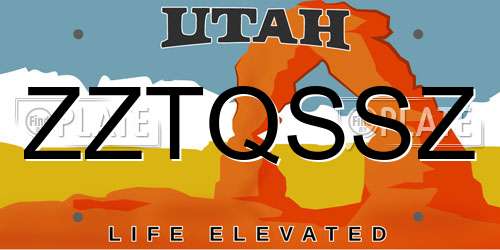 ZZTQSSZ Utah License Plate