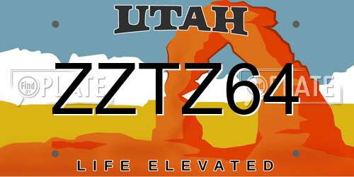 ZZTZ64 Utah License Plate