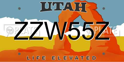 ZZW55Z Utah License Plate