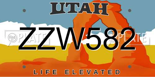 ZZW582 Utah License Plate