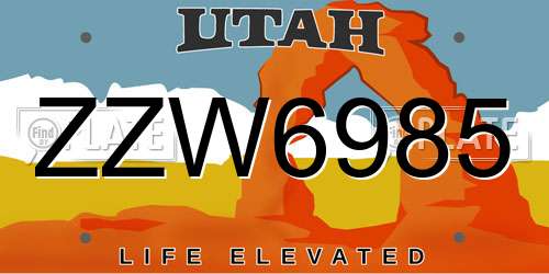 ZZW6985 Utah License Plate