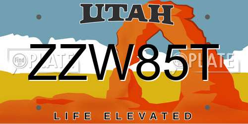 ZZW85T Utah License Plate