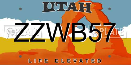 ZZWB57 Utah License Plate