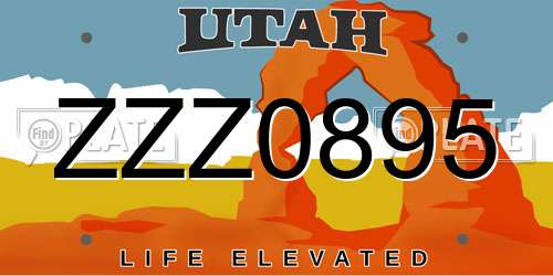 ZZZ0895 Utah License Plate